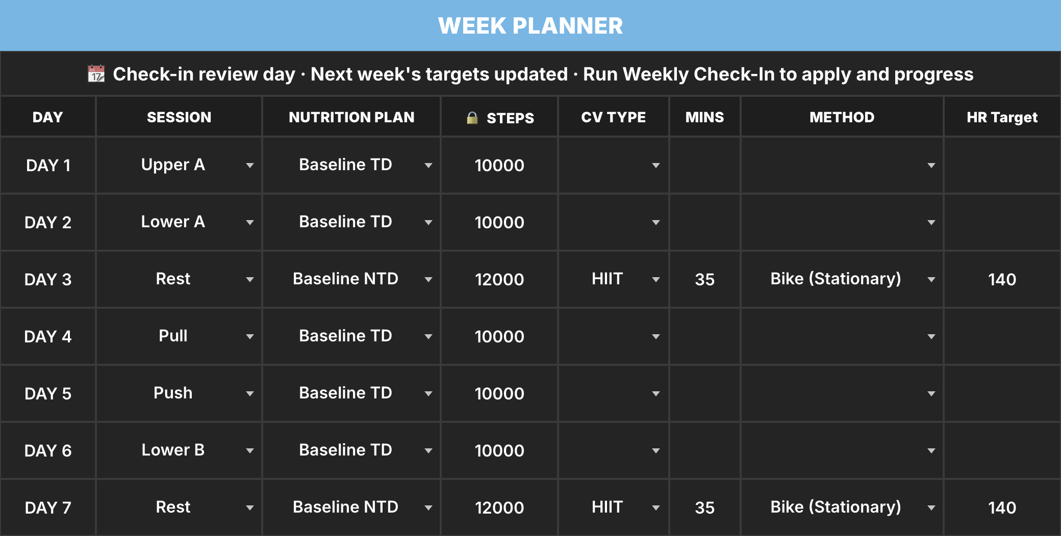 Week Planner for Alex Example